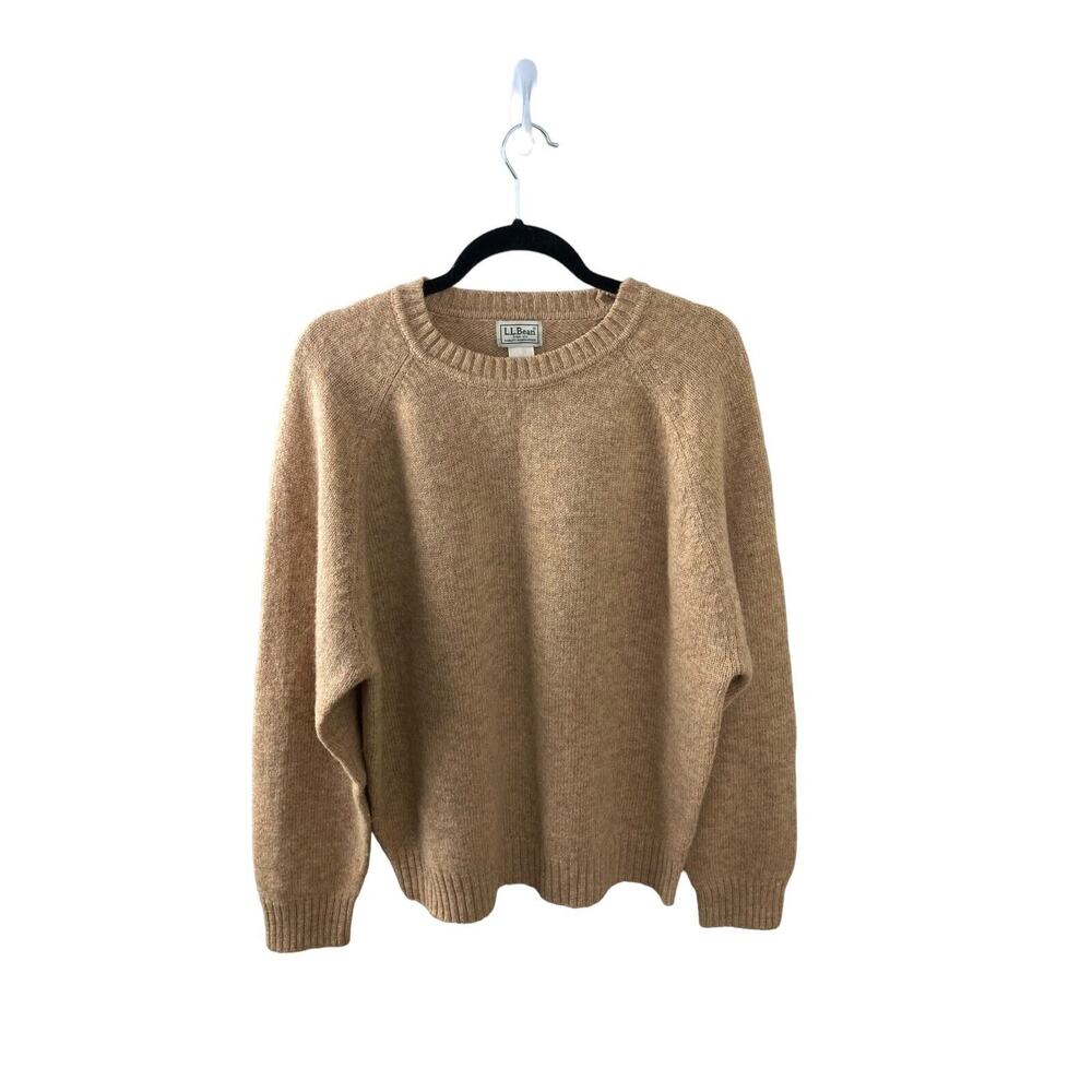 L.L. Bean XL Shetland Wool Camel Tan Sweater Closet Staple Classic
